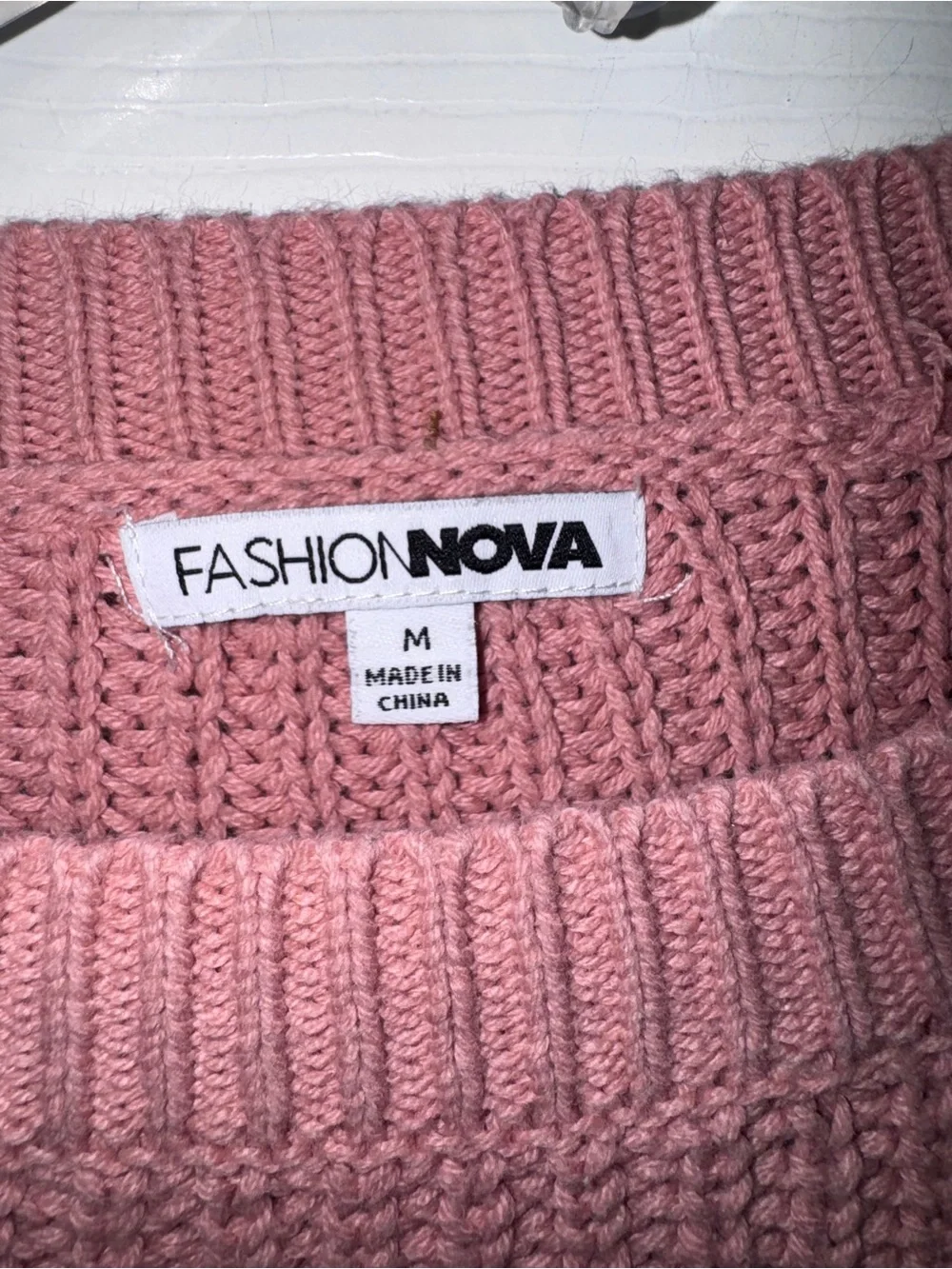 Fashion Nova Mauve Pink Textured Chunky Knit Crewneck Sweater Size M - Picture 5 of 9